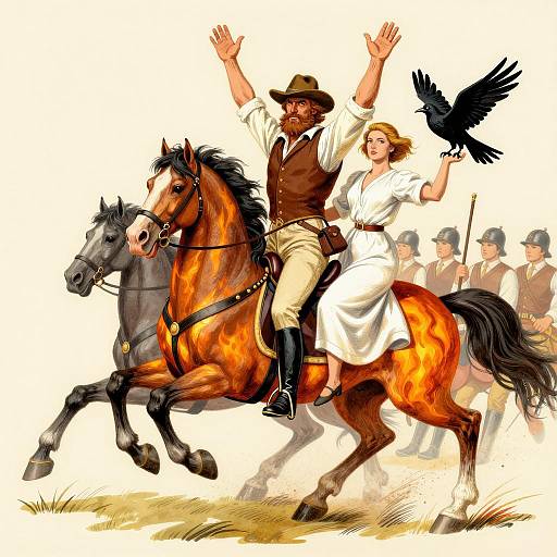 Dynamic Battle Scene with Heroic Figures