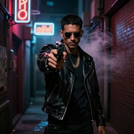 Edgy Cholo in Neon Alley