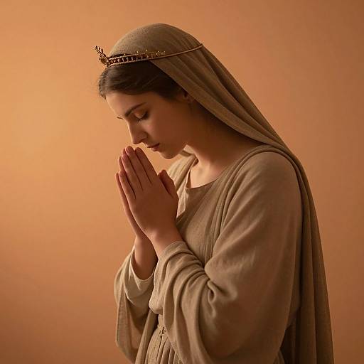 Serene Woman in Humble Reverence