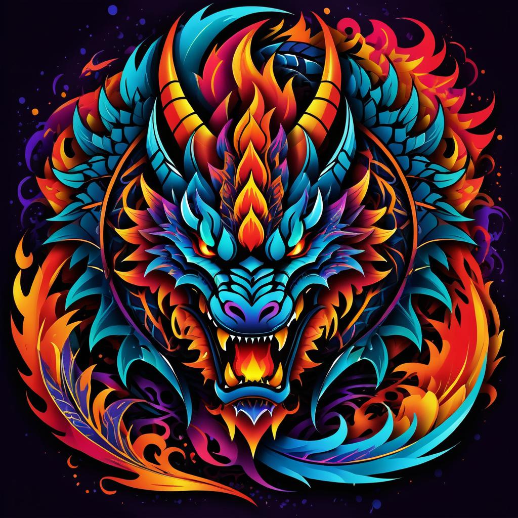 Fierce Dragon Warrior Tattoo Logo Design