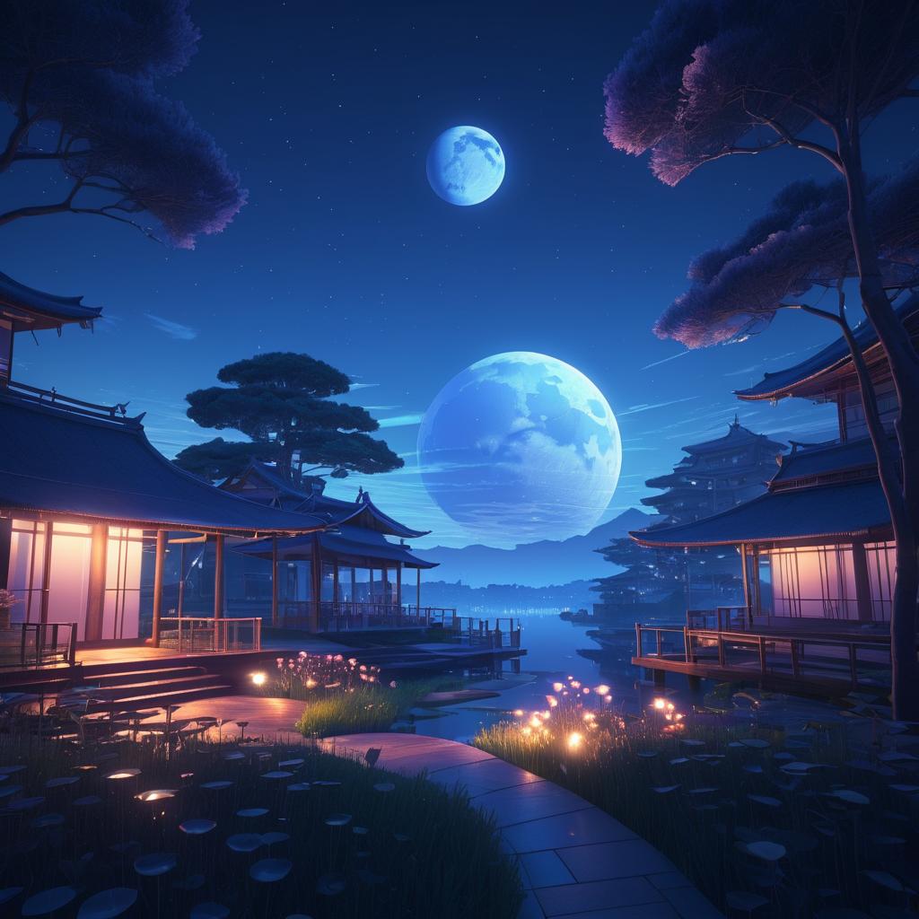 Surreal Moonlit Scene with Artistic Fusion