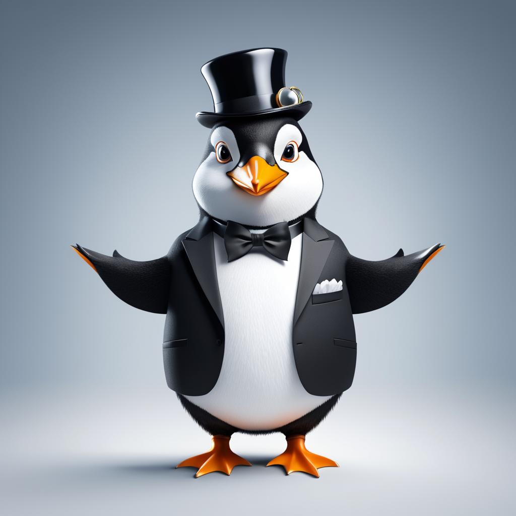 Stylish Penguin Rapper in Tuxedo