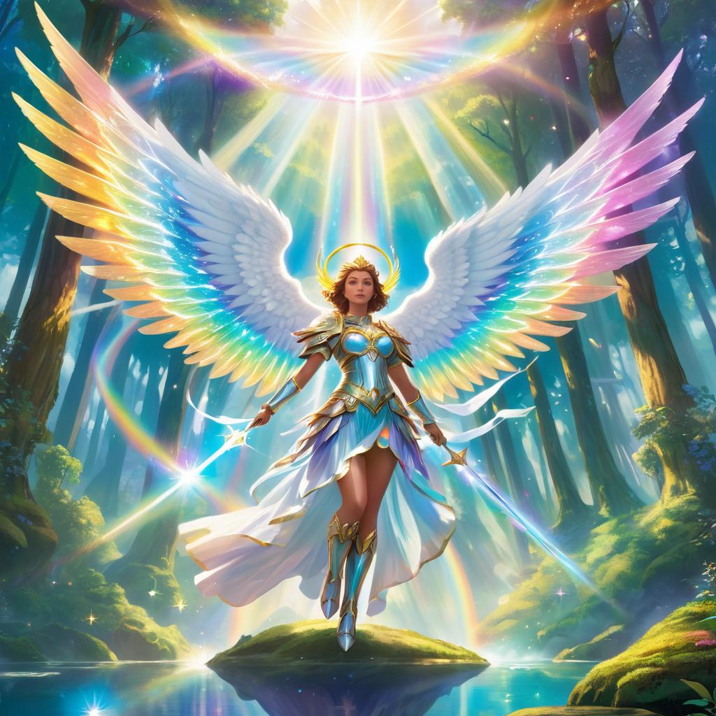 Celestial Angel with Rainbow Wings Art