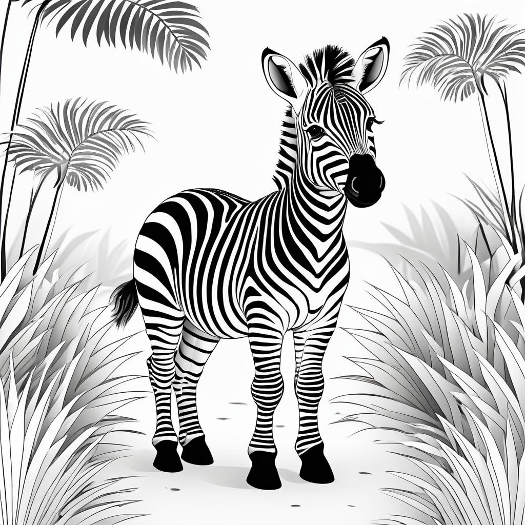 Cute Zebra Coloring Page for Kids