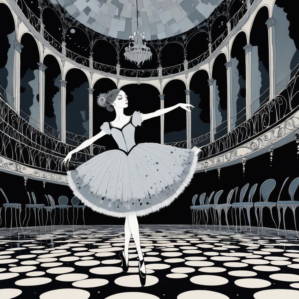 Eerie Ballerina in a Crumbling Theater