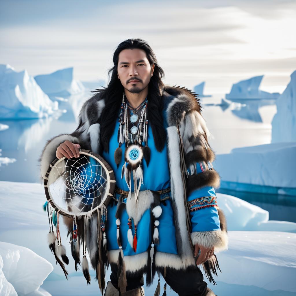 Inuit Shaman Portrait in Arctic Landscape