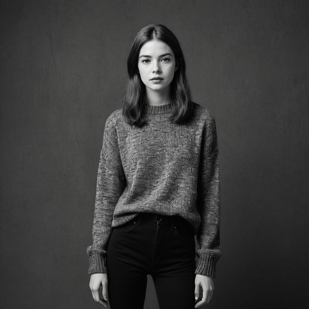 Teenage Girl Portrait in Black and White