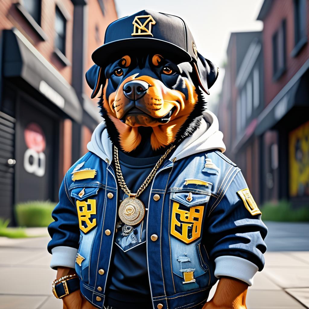 Gangster Rottweiler Urban Style Portrait