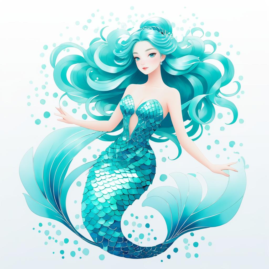 Elegant Mermaid in Dynamic Anime Style