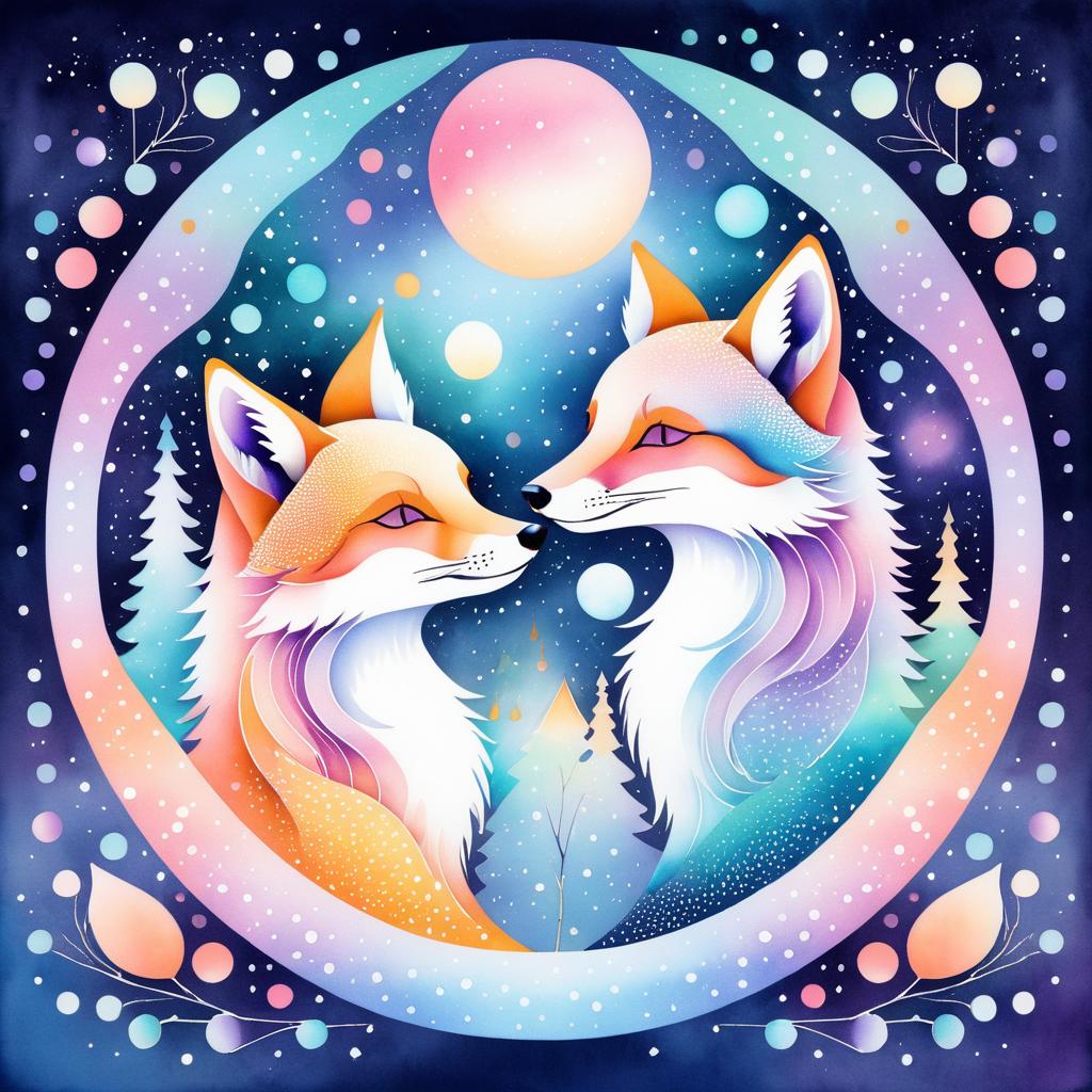 Whimsical Foxes in Soft Pastels