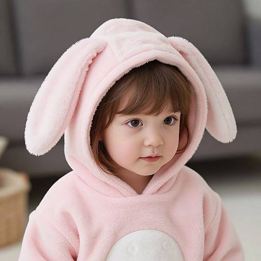 Child in Pink Bunny Outfit
