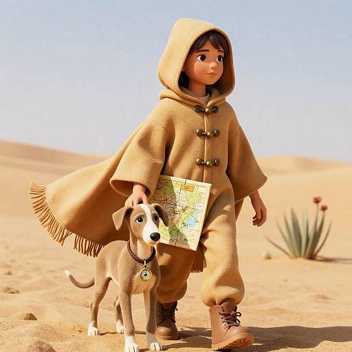 Brave Desert Scout with Saluki Pup
