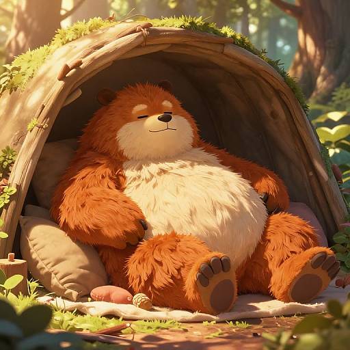Cozy Obese Furry in Forest Den