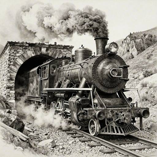 Hyperrealistic Steam Locomotive Drawing