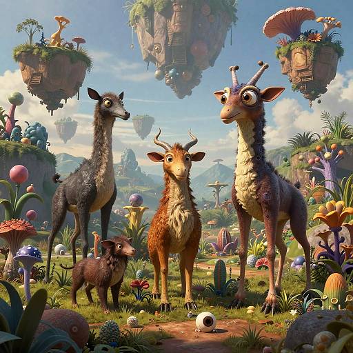 Surreal Hybrid Animals in Vibrant Landscape