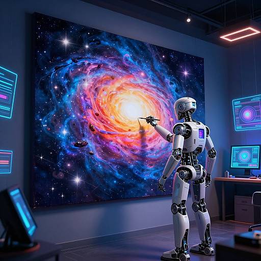 Robotic Artist Painting Cosmic Mural