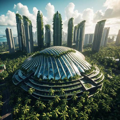 Futuristic Tropical Skyscraper with Seashell Design