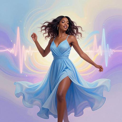 Radiant Woman Symbolizing Musical Power