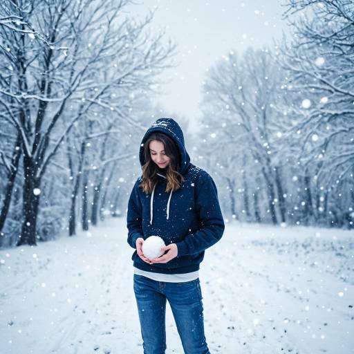 Winter Serenity with a Teenager in Snow