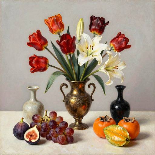 Baroque Still Life with Tulips and Fruits