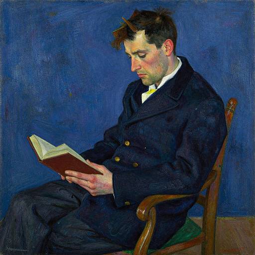 Egon Schiele Style Reading Portrait