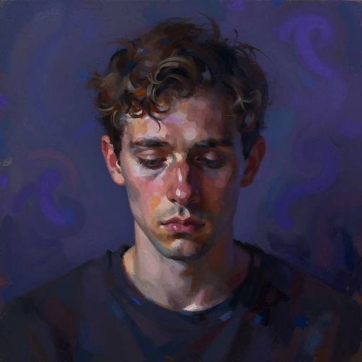 Weary Man with Abstract Turmoil