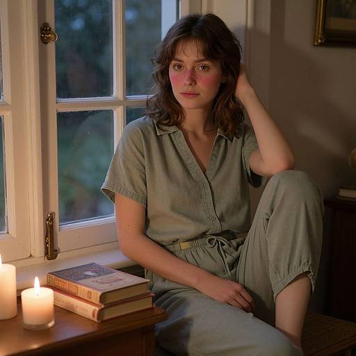 Cozy Evening in Cottage with Woman