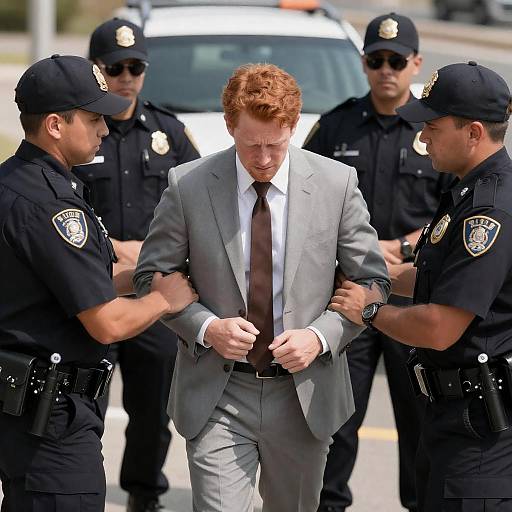 Police Officers Arresting Man in Suit