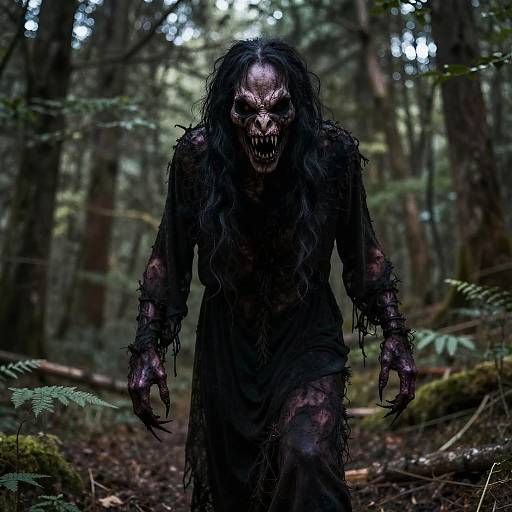 Creepy Razor-Toothed Ghoul in Woods