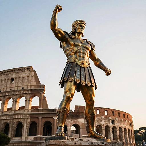 Epic Gladiator Statue at Sunset