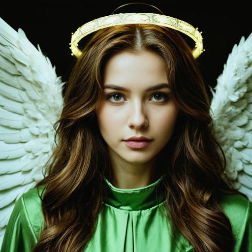 Realistic Portrait of Green Angel Costume