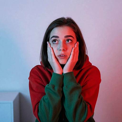 Curious Young Woman in Colorful Setting