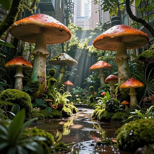 Surreal Urban Mushroom Garden