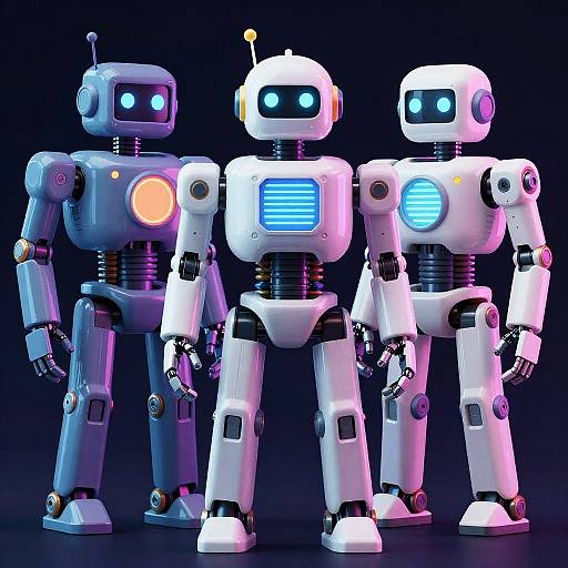 Futuristic Neon Robots in MSPaint Style