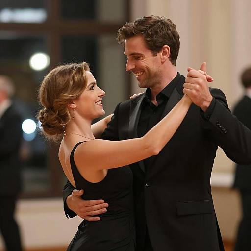 Couple Dancing with Blurred City Lights