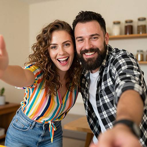 Bright Candid Couple Selfie Moment