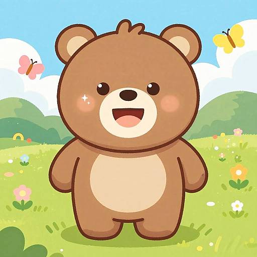 Friendly Cartoon Bear Smiling Cheerfully