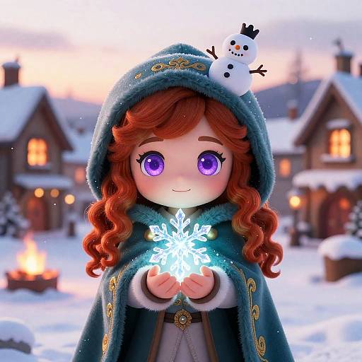 Chibi Winter Fantasy with Crystal Snowflake