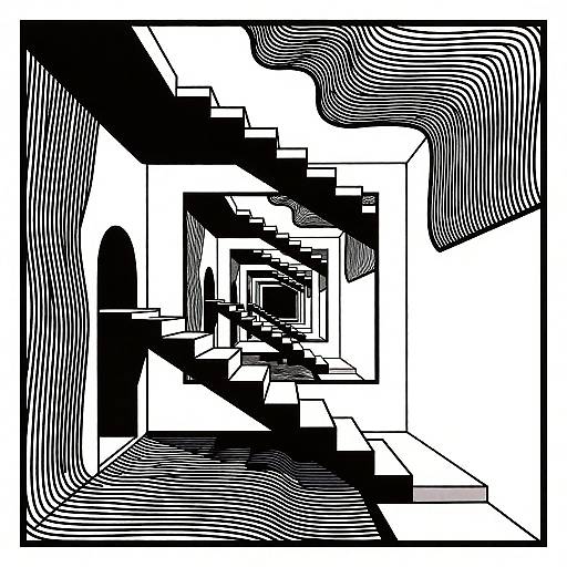 Escher Style Paradox Staircase Illustration