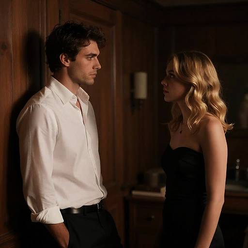 Intimate Moment in a Wooden Room