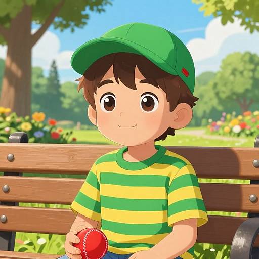 Cheerful Boy in Sunny Park