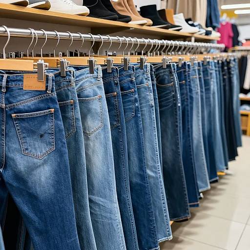 Neatly Hung Denim Jeans Display