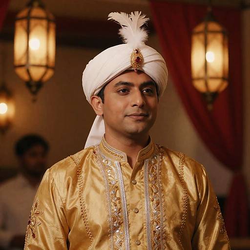 Elegant Man in Ornate Embroidery and Turban