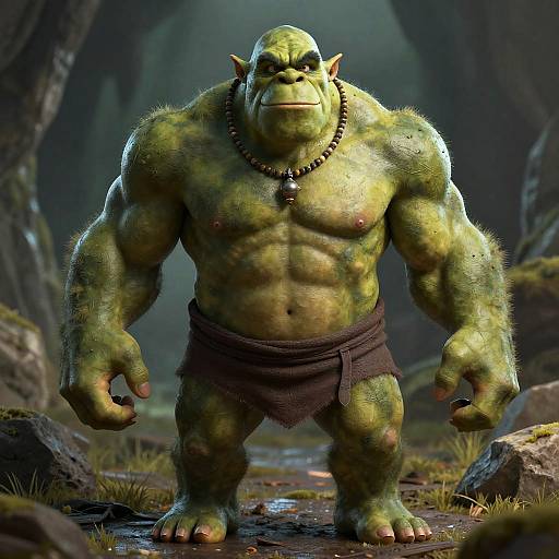 Exaggerated Muscular Ogre 3D Render