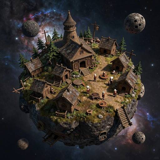 Dwarven Mining Settlement on Asteroid