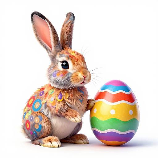 Colorful Artistic Rabbit with Easter Egg