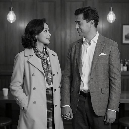 Classic Indoor Couple in Black and White