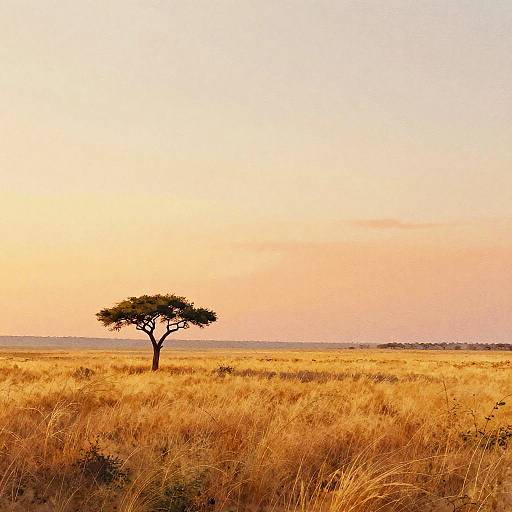 Minimalist Watercolor Savanna Landscape
