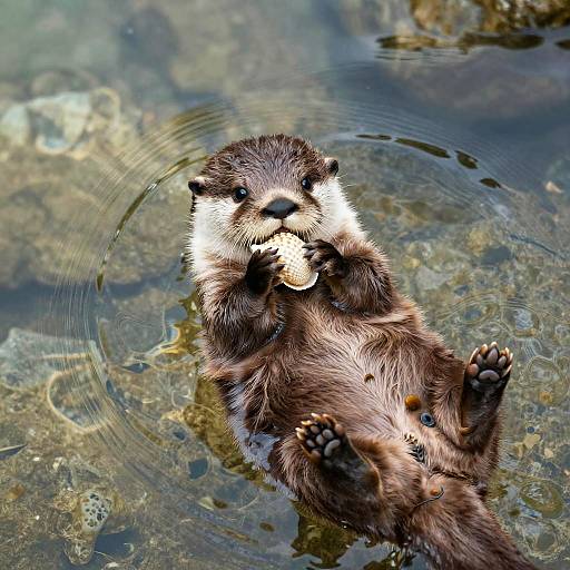 Adorable Baby Otter in Crystal Water