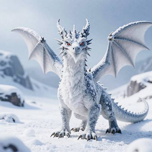 Ultra-Realistic Snow Arctic Dragon in Mountains